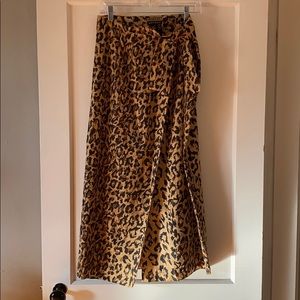Brushed silk leopard/ cheetah maxi skirt